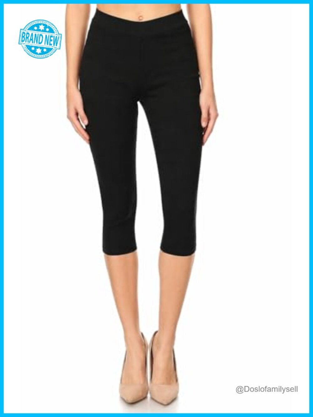 High Waist Pull-On Capri Jeggings Stretchy Casual Pants Plus Size